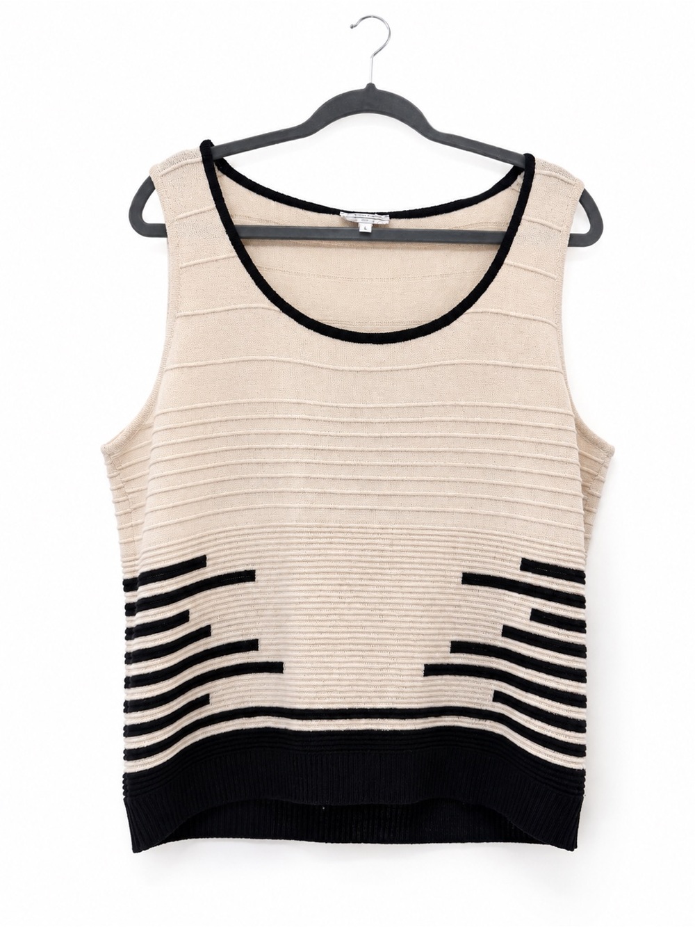 St John Knit tank top size Large black and white striped pattern
